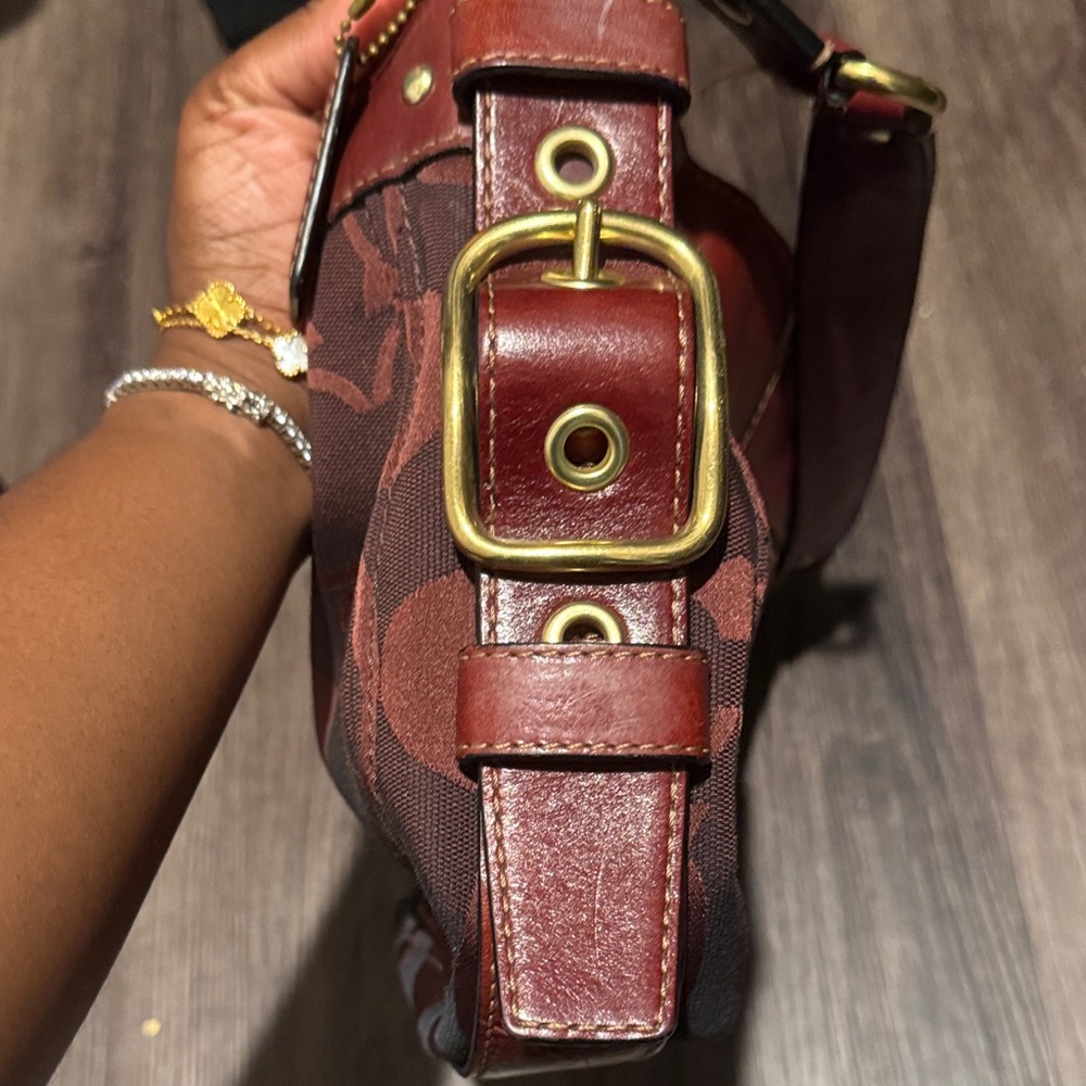 Coach Red and Brown Signature Shoulder Bag - Picture 5 of 6